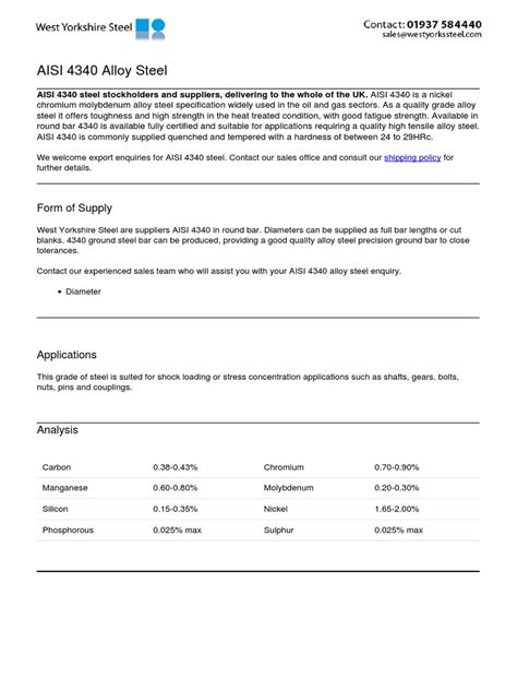 aisi 4340 specification in pdf